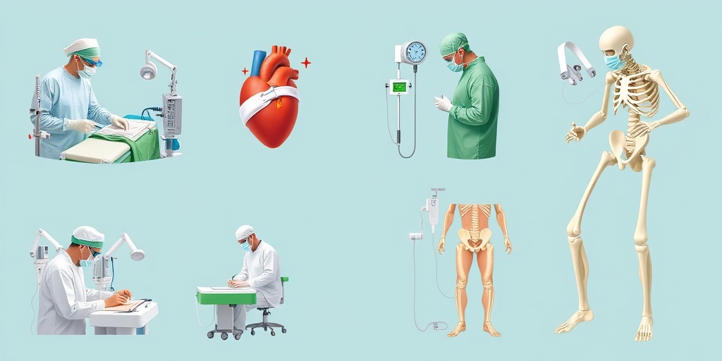 Visual representation of various surgical procedures, highlighting teams in action with high-tech equipment and instruments.2.png