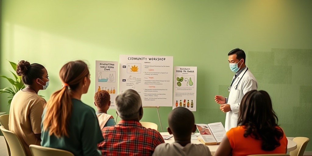 A community health workshop focuses on preventing shock, with participants learning about hydration and early warning signs.  5.png