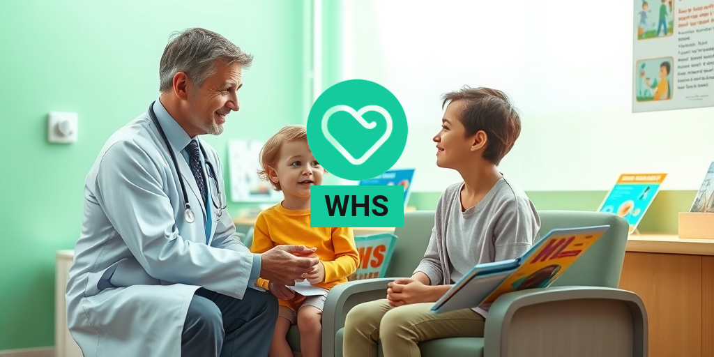 A compassionate doctor discusses treatment options with a child's family in a bright clinic setting. • Yesil Health AI