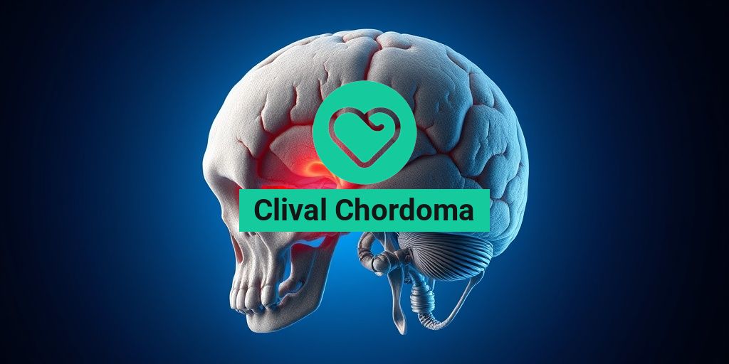 A detailed 3D render of a clival chordoma at the skull's base, showcasing intricate anatomy and textures. β’ Yesil Health AI