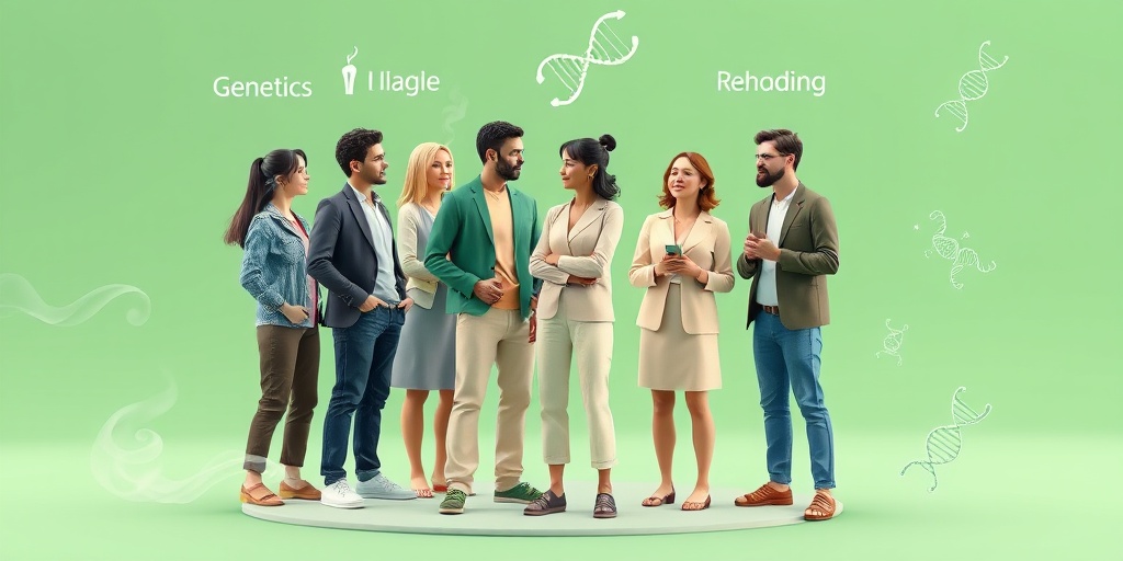 A diverse group discusses AAT Deficiency risk factors, surrounded by a hopeful blend of green and creamy whites. 3.png