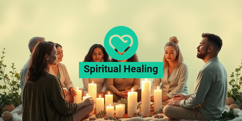 A diverse group meditates in a healing circle, surrounded by glowing candles and natural elements, embodying tranquility. β’ Yesil Health AI