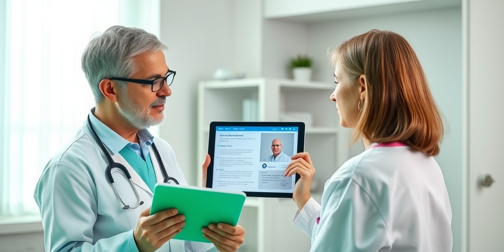 A healthcare professional discusses treatment options with a patient, highlighting compassion and informed decision-making in a calming environment.4.png