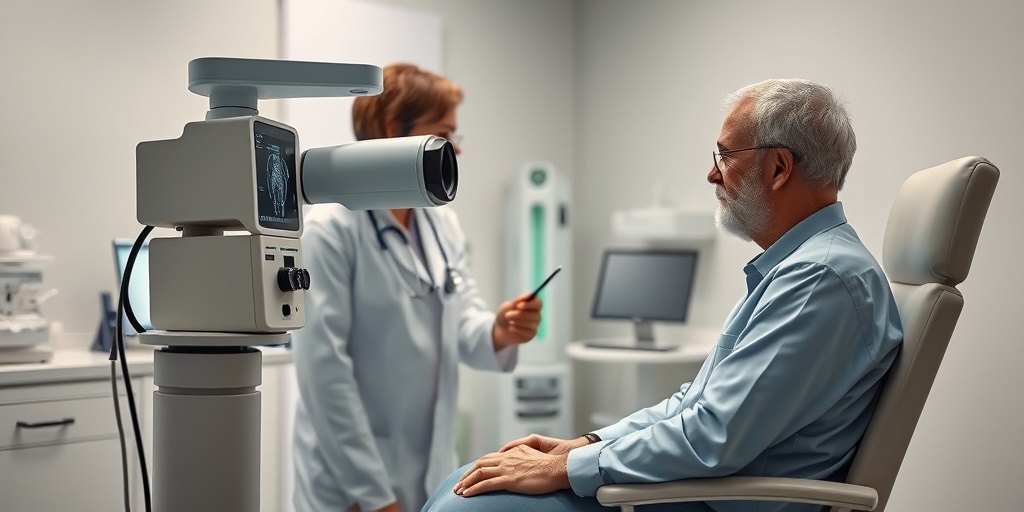 A healthcare professional examines a patient in a modern office, emphasizing empathy during the Axonal Neuropathy diagnosis process.  4.png