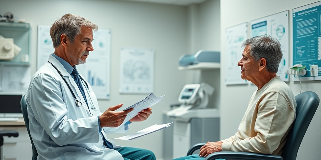 A healthcare professional explains test results to a patient in a modern medical office, fostering trust and communication.  3.png