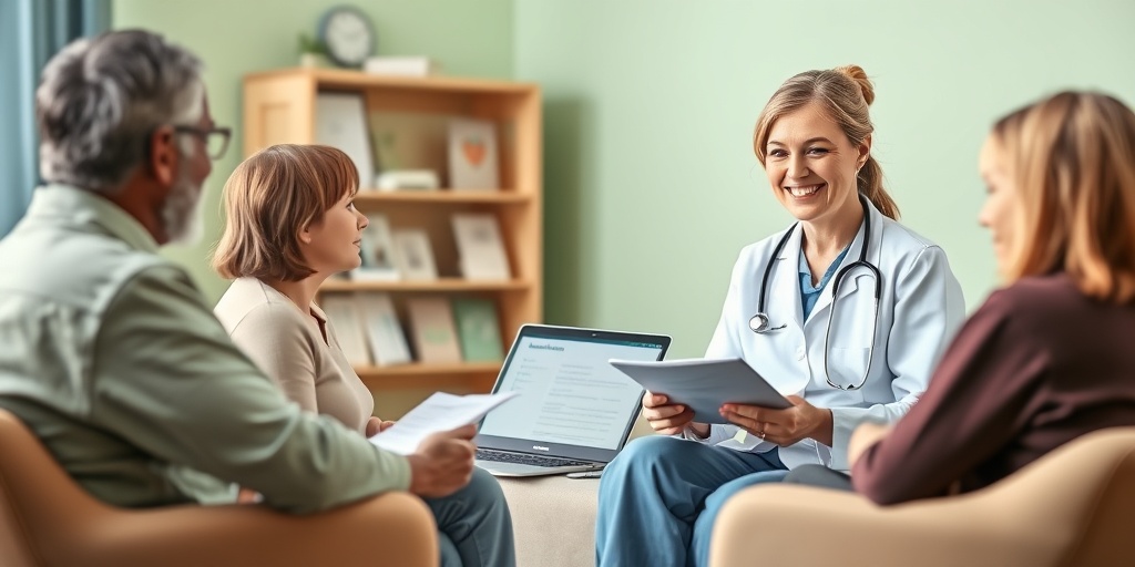 A healthcare provider answers questions in a cozy consultation room, fostering open communication and support for families navigating care. 5.png