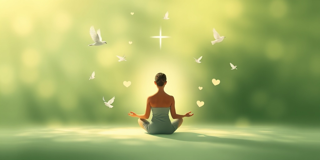 A meditative figure surrounded by ethereal light symbolizes prayer's link to mental health and emotional resilience. 3.png