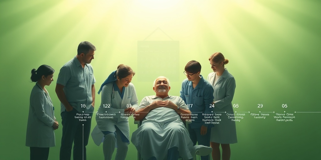 A patient with family and providers, symbolizing hope in clival chordoma recovery, with a supportive green background.  5.png