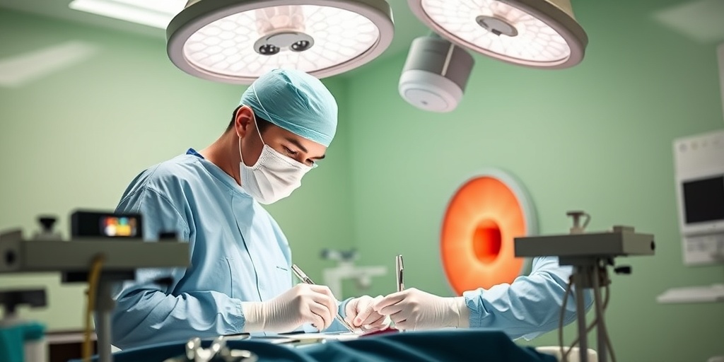A pediatric surgeon prepares for a minimally invasive umbilical hernia procedure in a bright, modern operating room.  4.png