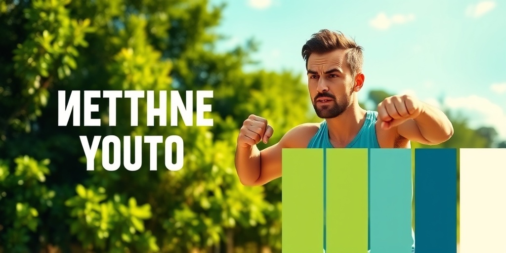 A person exercises outdoors, surrounded by nature, embodying motivation and perseverance against a vibrant backdrop.  5.png