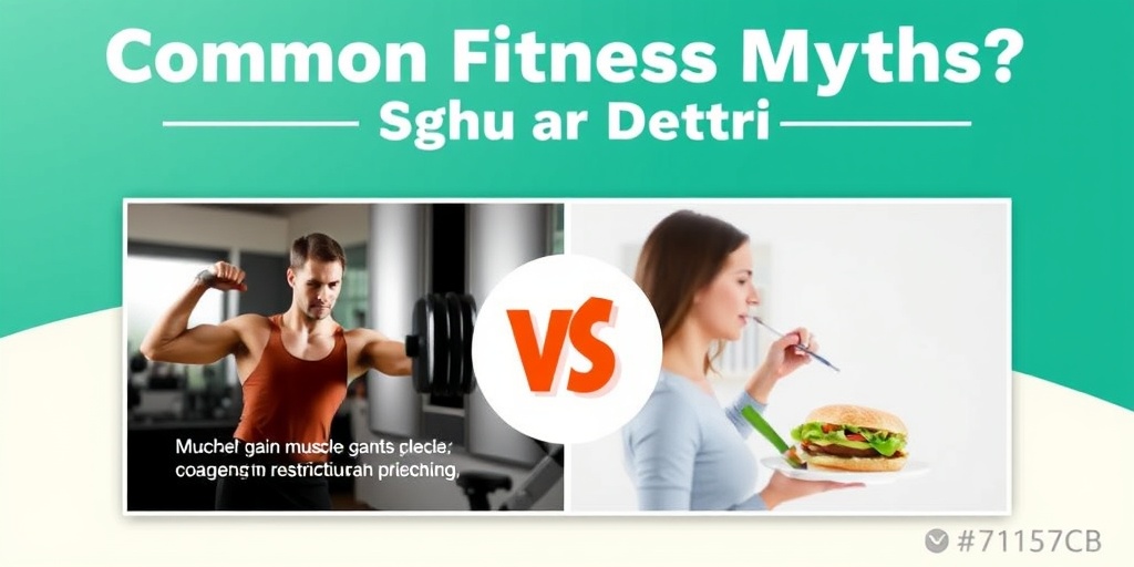 A split-screen debunks fitness myths, contrasting weightlifting with balanced meals, promoting a healthy lifestyle.  4.png