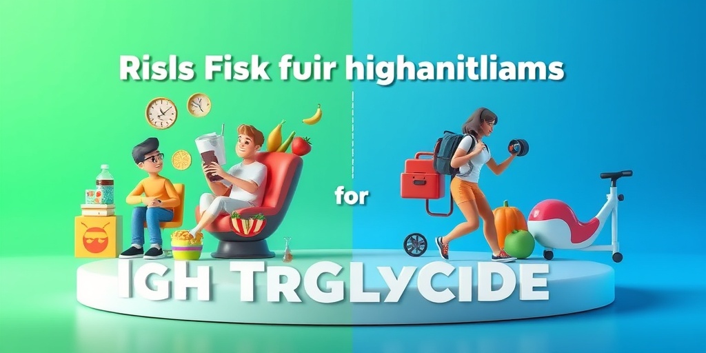 A split-screen illustration contrasting sedentary lifestyles with fast food against healthy choices with exercise and fresh produce.  3.png