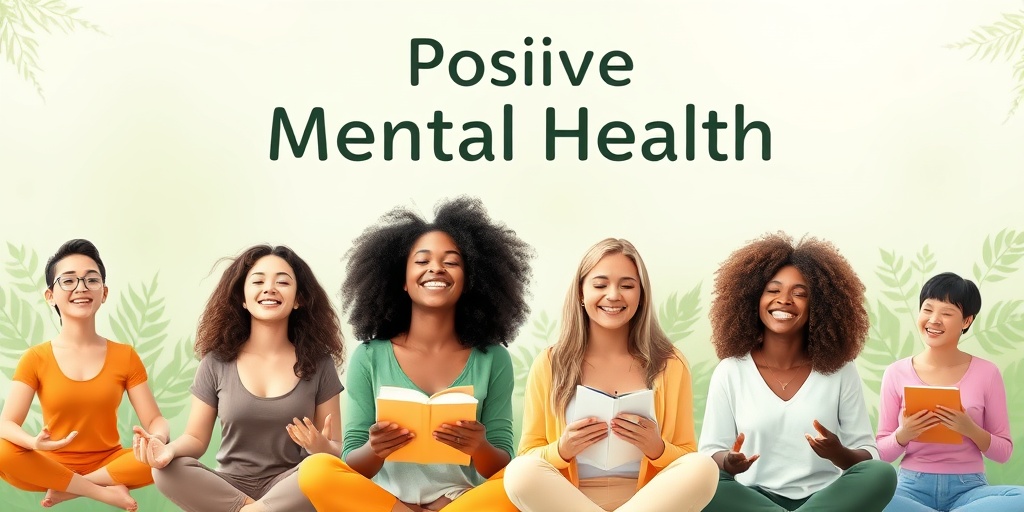 A vibrant image of individuals engaging in self-care activities, radiating joy and promoting positive mental health and wellness.5.png