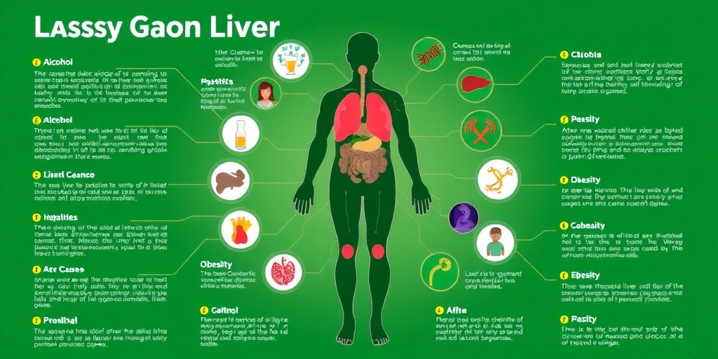 An infographic illustrates liver cancer causes, highlighting risk factors like alcohol and obesity, set against a harmonious background.  3.png