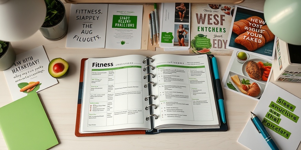 An open planner filled with fitness goals and healthy meal plans, creating an inviting atmosphere for productivity.  3.png