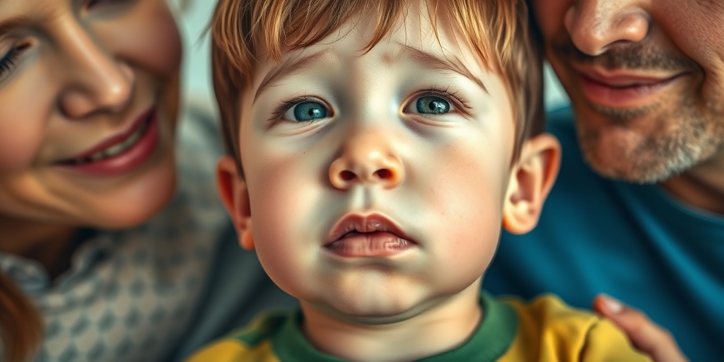 Close-up of a child's face with swollen cheeks, surrounded by caring family members in a soft-lit environment.  2.png