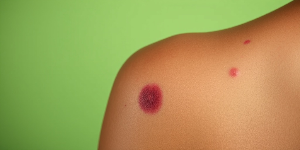 Close-up of a patient's skin with smallpox pustules, highlighting diverse skin tones against a calming green background.  2.png
