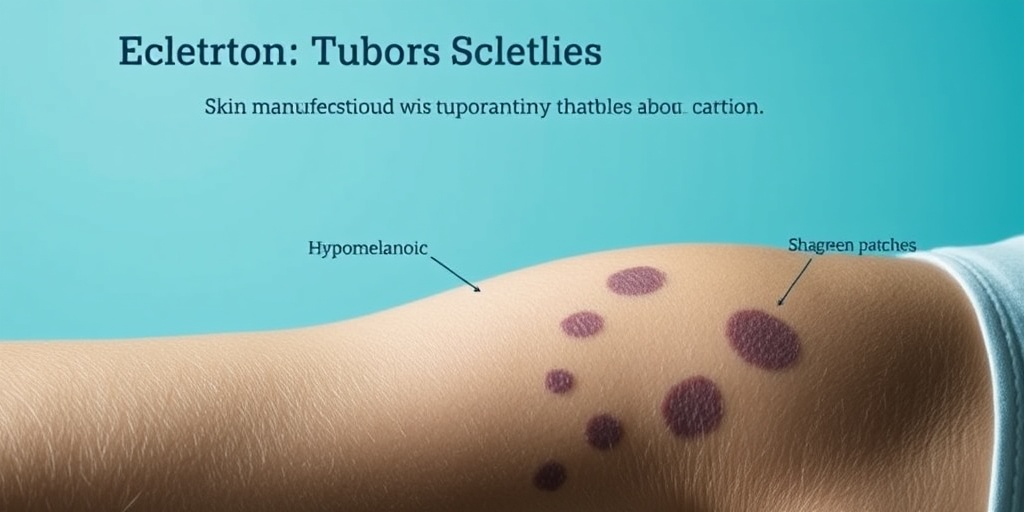 Close-up of skin manifestations of Tuberous Sclerosis, highlighting textures against a calming blue background.  2.png