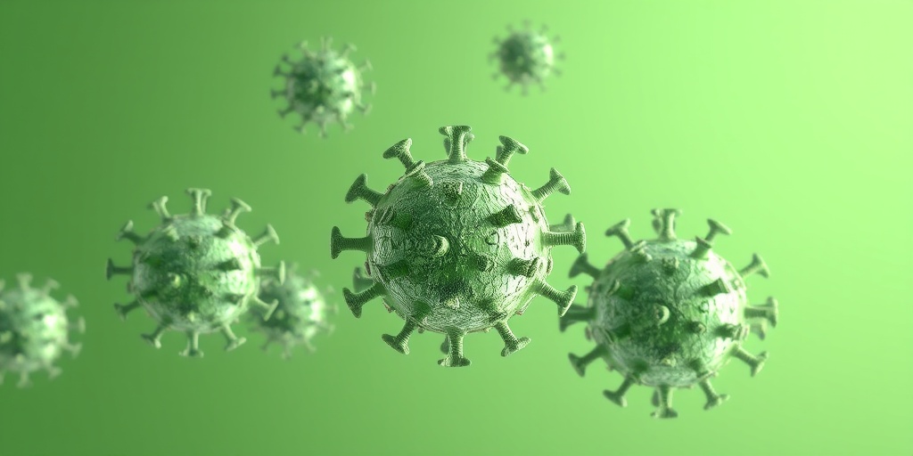 Hyper-realistic visualization of SARS-CoV, MERS-CoV, and SARS-CoV-2 with distinct structural features in soft green hues.  2.png