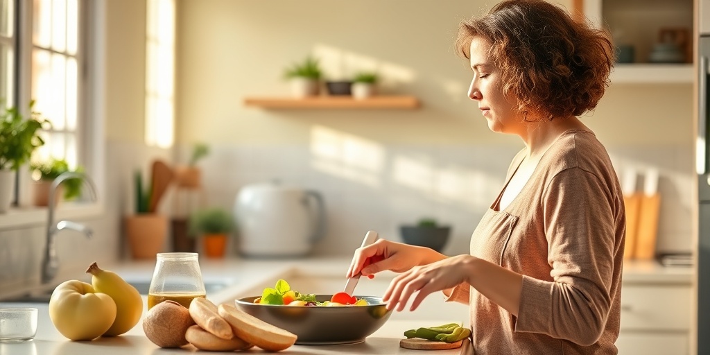 Individual preparing allergen-free meals in a bright kitchen, showcasing resilience and normalcy while living with Systemic Mast Cell Disease.  5.png