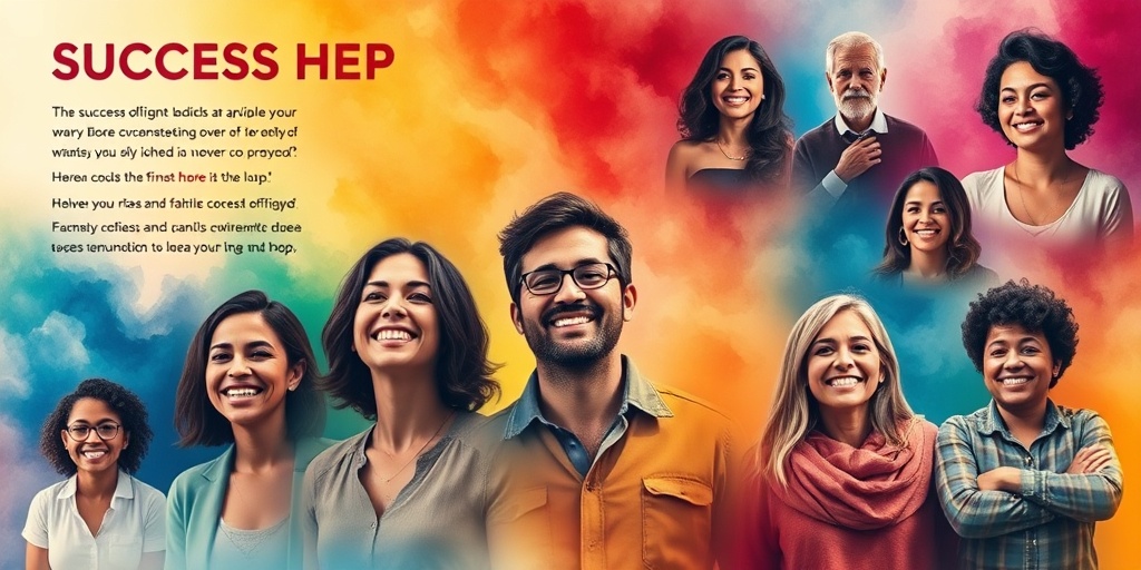 Portraits of recovery success stories radiate joy and confidence, celebrating personal achievements against a vibrant, hopeful backdrop.  5.png