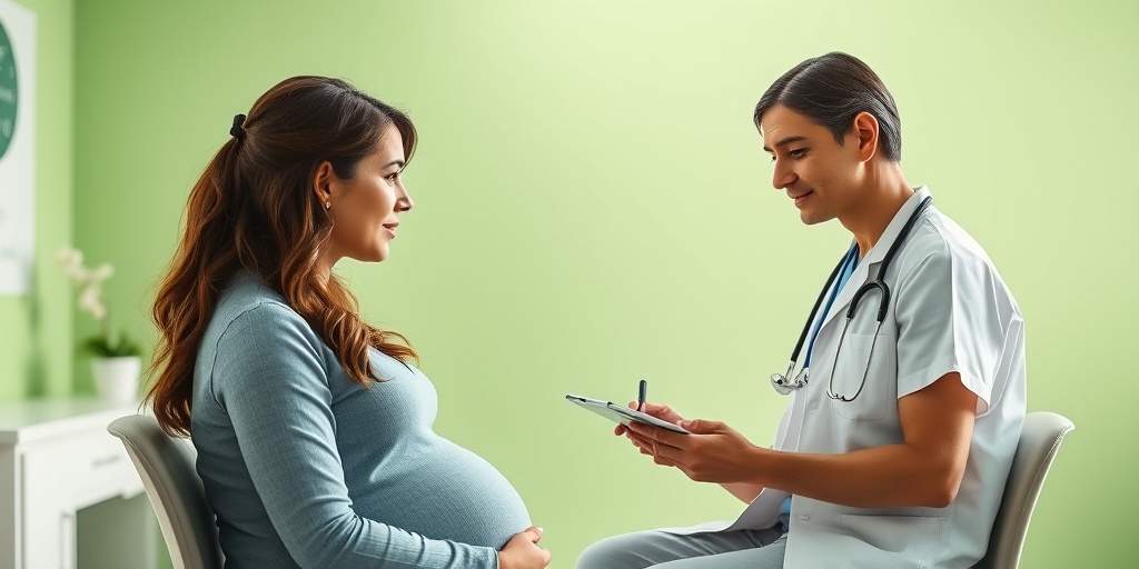 A compassionate healthcare interaction, highlighting the importance of support during pregnancy in a welcoming clinic setting. 5.png