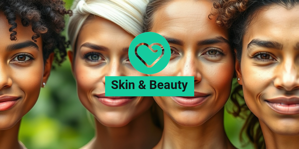 A diverse group of individuals showcases various skin types in a serene natural setting, highlighting unique textures. • Yesil Health AI