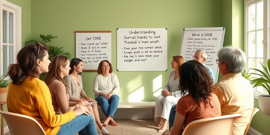 A diverse group shares experiences in a supportive therapy session, illuminated by natural light and soft green walls. 2.png