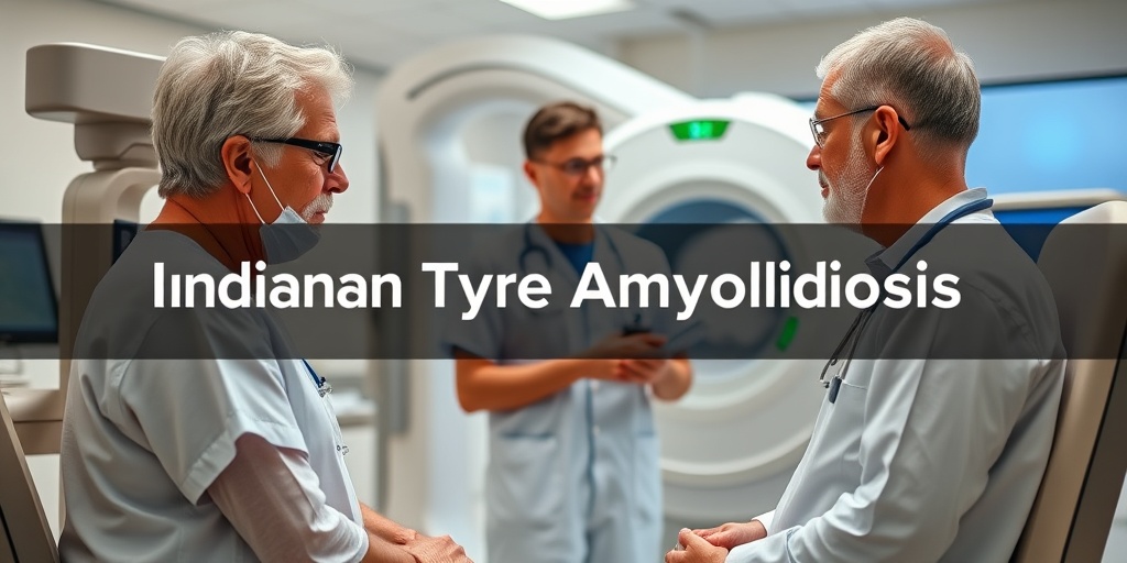 A healthcare professional explaining diagnostic tests for Indiana Type Amyloidosis in a modern medical facility, emphasizing patient care.3.png