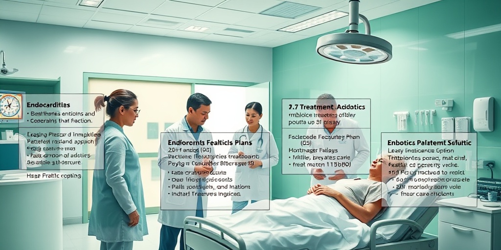 A healthcare team discusses endocarditis treatment options with a patient in a bright, modern medical facility.  4.png