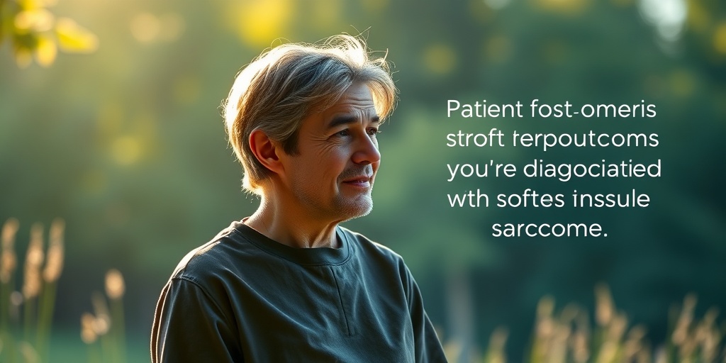 A patient reflects on their journey with soft tissue sarcoma in a serene outdoor setting, symbolizing hope and healing.  5.png