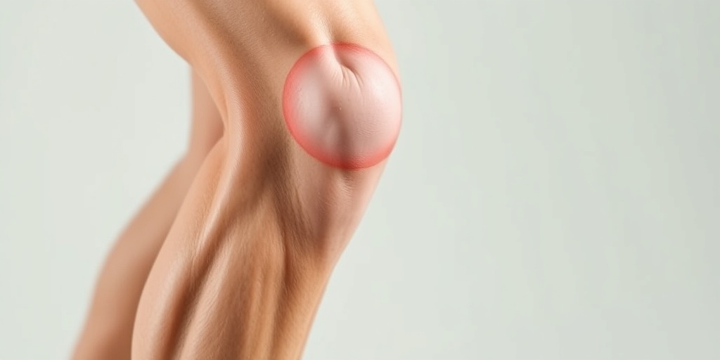 Close-up of a knee in motion, highlighting discomfort from Kneecap Tracking Disorder with creamy whites and blue hues.  2.png