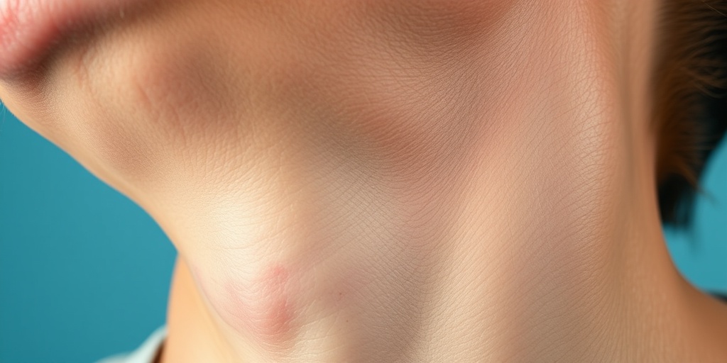 Close-up of a patient's neck reveals swollen lymph nodes, highlighting a key symptom of Hodgkin's Disease.  2.png