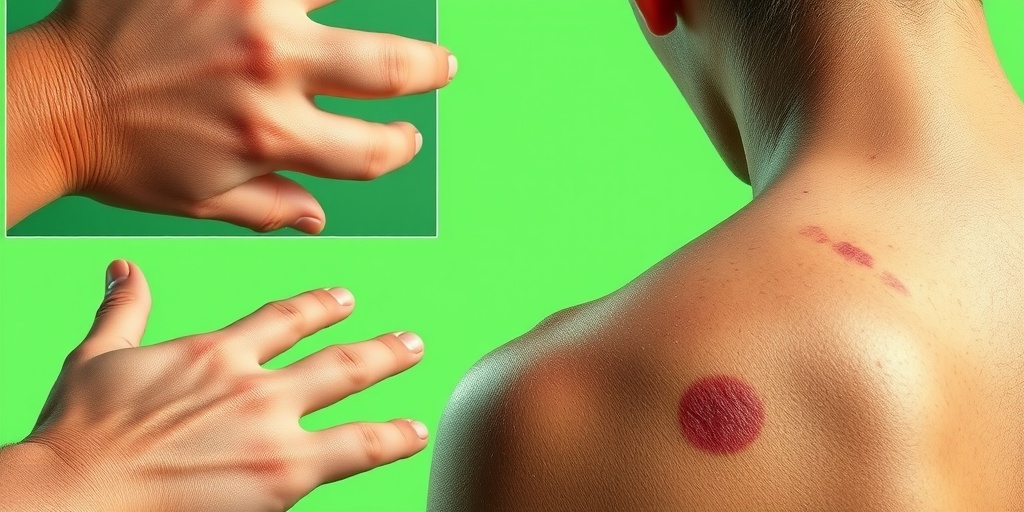 Close-up of intricate CMTC skin lesions, highlighting color variations against a soft green background.  2.png