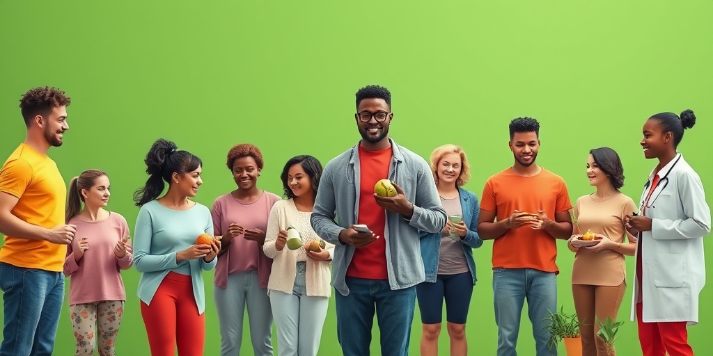 Diverse individuals engaging in healthy activities, set against a vibrant green background, promoting proactive heart health. 5.png