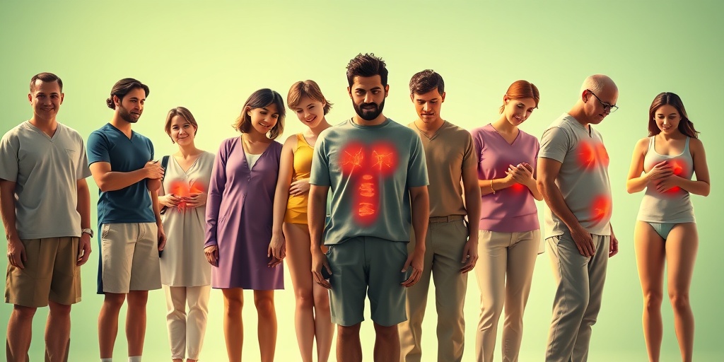 Diverse individuals in a clinical setting display symptoms of soft tissue sarcoma, emphasizing resilience and awareness.  2.png