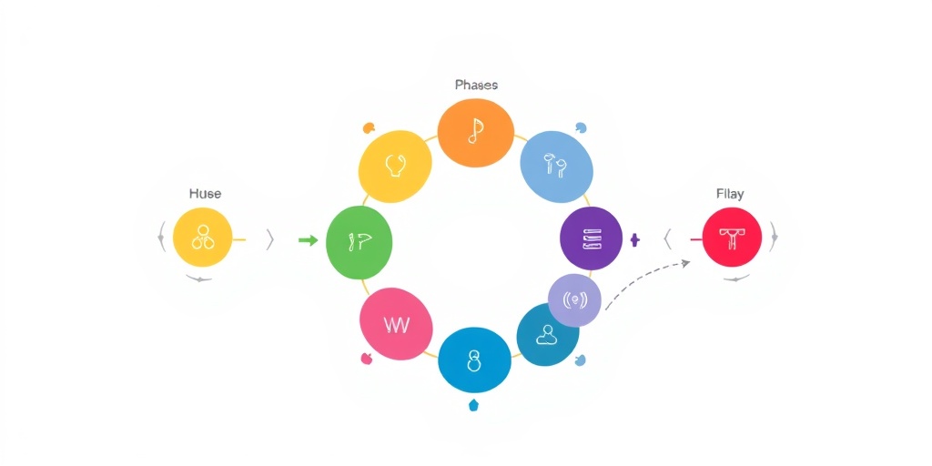 Educational illustration of ovulation cycle phases in vibrant circles, set against a creamy white background, inviting learning.  3.png