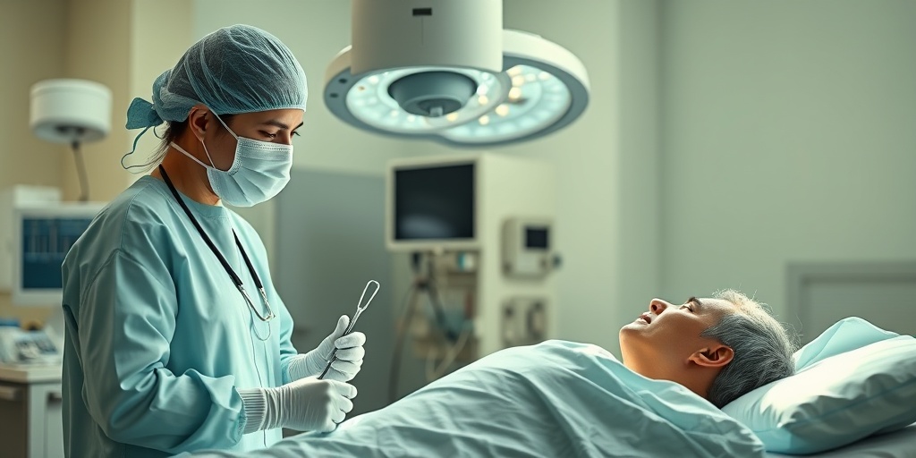 Healthcare professional preparing treatment options for flesh-eating bacteria in a sterile environment, emphasizing hope with bright, clinical lighting.  4.png