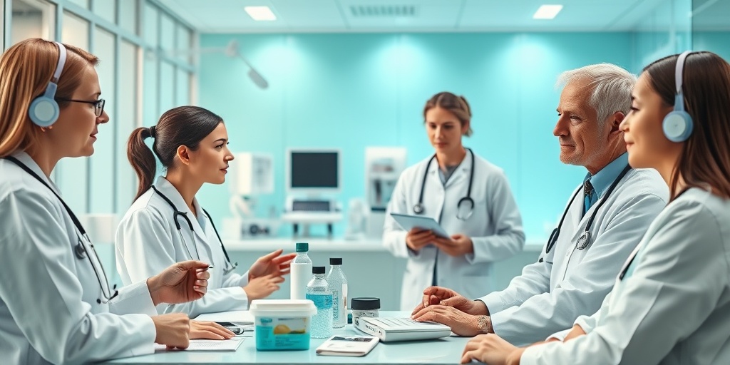 Healthcare professionals discuss treatment options for Familial Primary Pulmonary Hypertension in a modern medical setting, emphasizing collaboration and innovation.  4.png