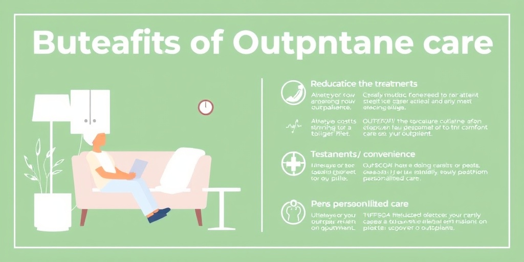 Split-screen highlights outpatient care benefits: comfort, reduced costs, and personalized attention in a soothing environment.  2.png
