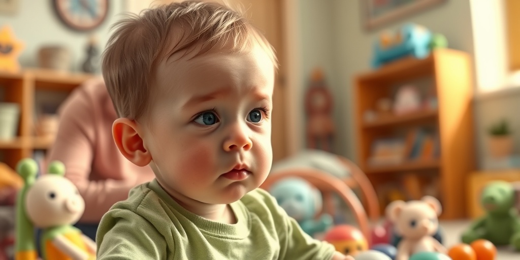 A child with MPS sits in a cheerful room, showing symptoms while a concerned parent watches nearby.  2.png