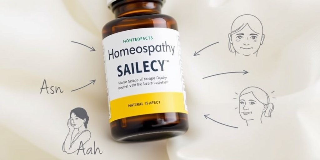 A close-up of a homeopathic remedy bottle, emphasizing safety and natural ingredients amidst gentle representations of side effects.  5.png