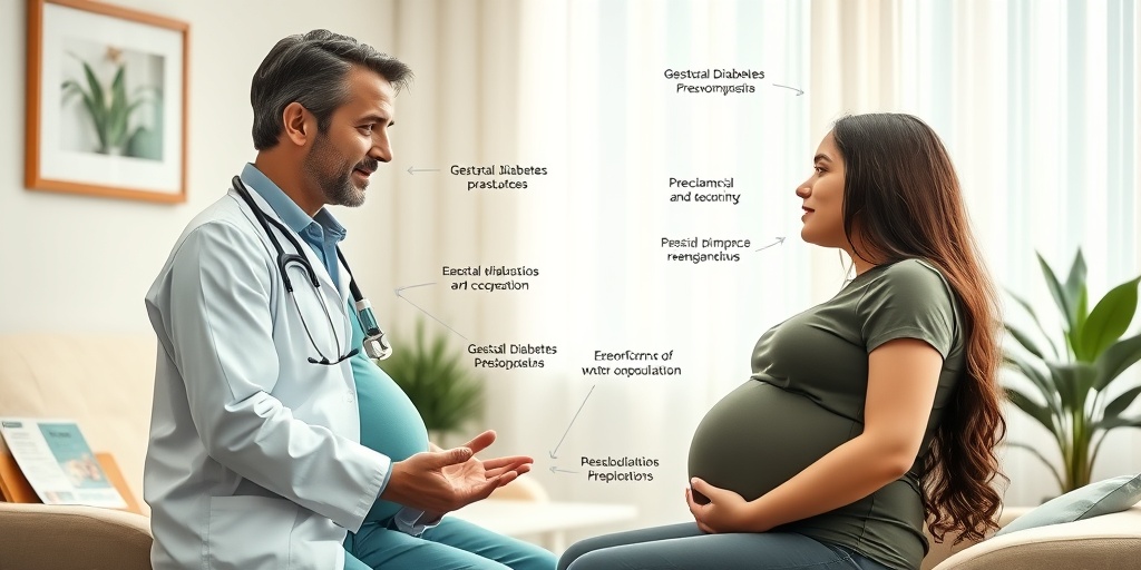 A compassionate healthcare provider discussing pregnancy complications with an expectant mother in a soothing consultation room.  4.png