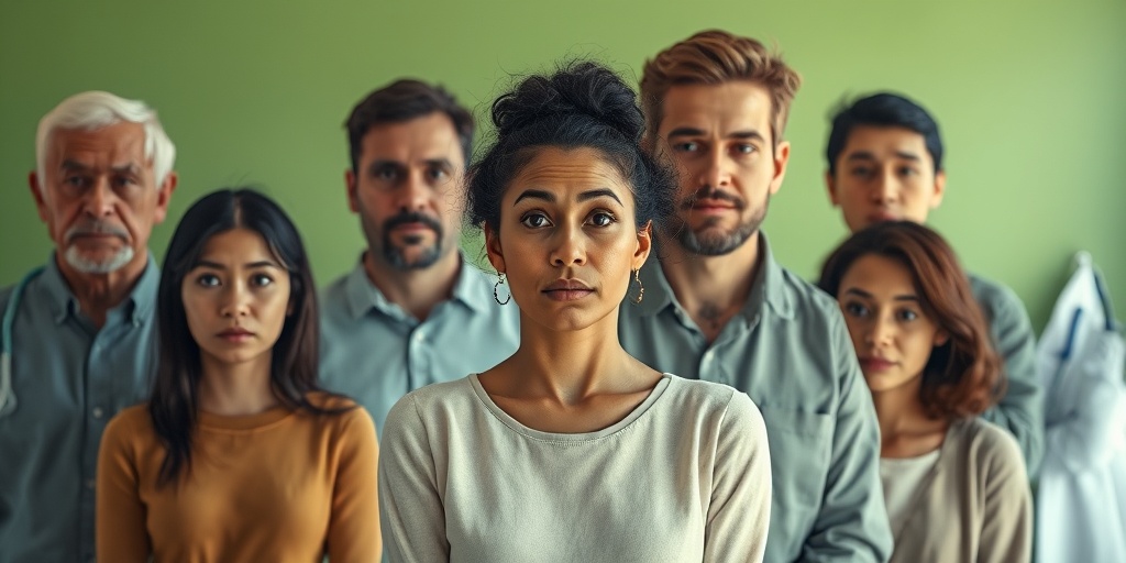 A diverse group of individuals in a community setting, each representing different aspects of pica, expressing concern and curiosity.  3.png