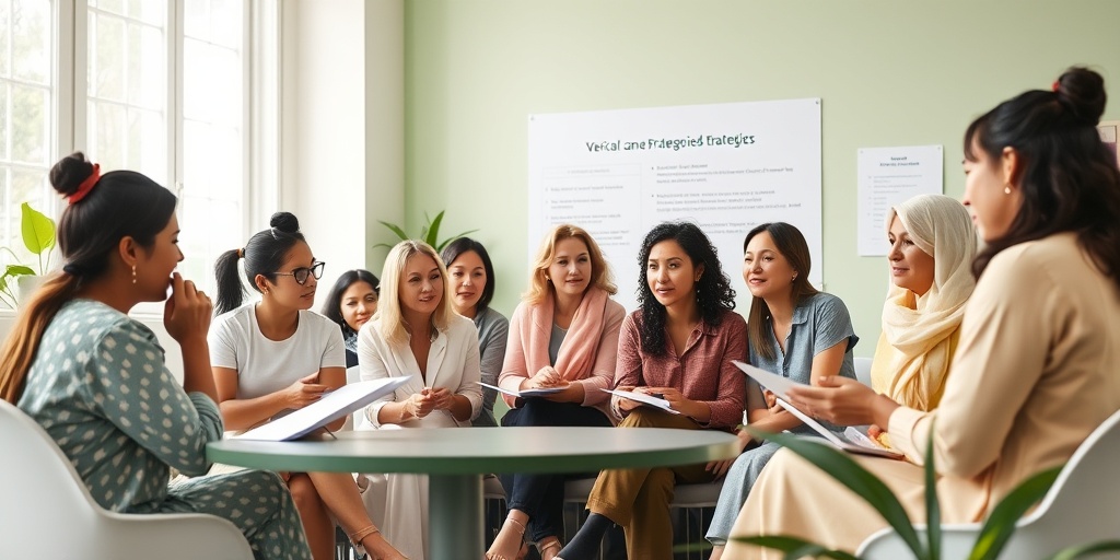 A diverse group of women participates in a health workshop, learning about cervical cancer prevention strategies and empowerment.5.png