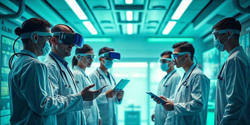 A futuristic lab scene shows specialists using advanced technology, illustrating the evolution of medical care and innovative treatments.5.png