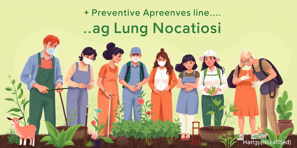 A group engages in healthy lifestyle choices, promoting preventive measures against Lung Nocardiosis in a calming green setting with soft lighting.5.png