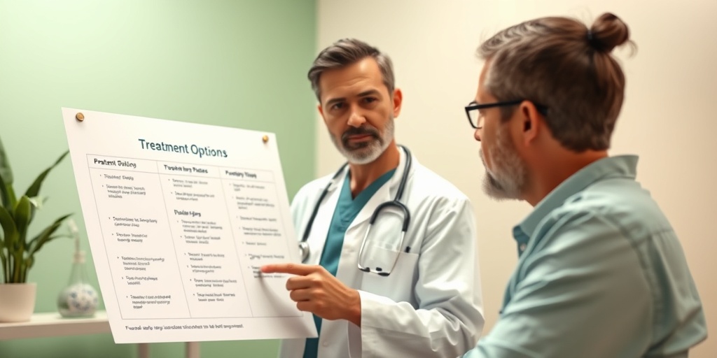 A healthcare professional discusses pica treatment options with an attentive patient, emphasizing hope in a calming clinical environment.  4.png