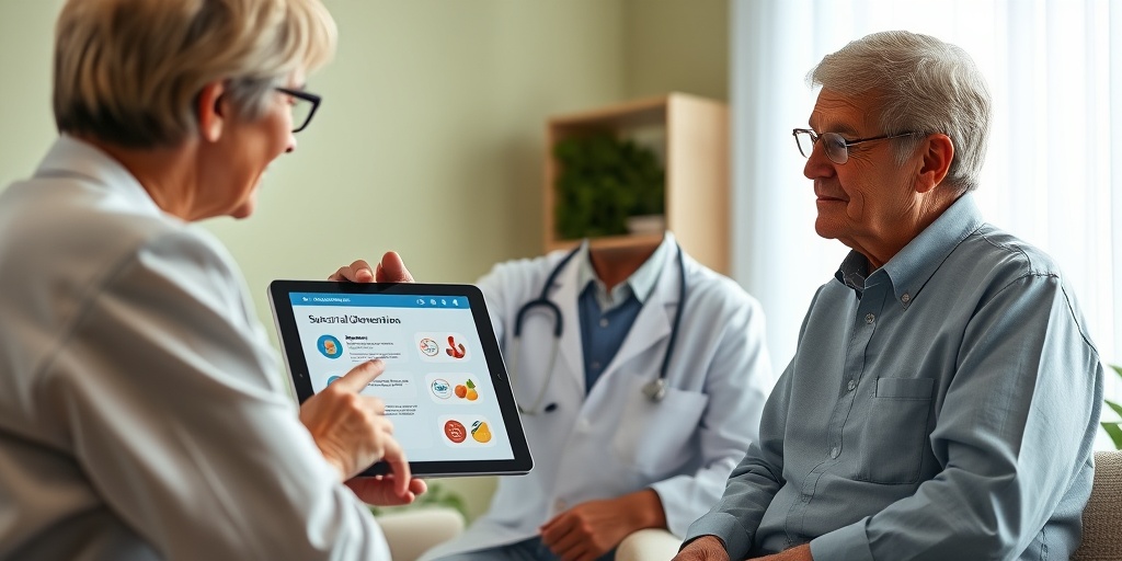 A healthcare professional discusses treatment options with a patient, fostering hope in a warmly lit clinical environment.  4.png