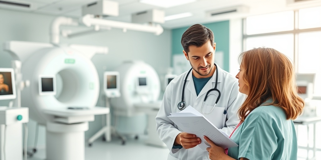 A healthcare professional discussing treatment options for Carcinoid Apudoma in a modern medical facility, emphasizing collaboration.  4.png